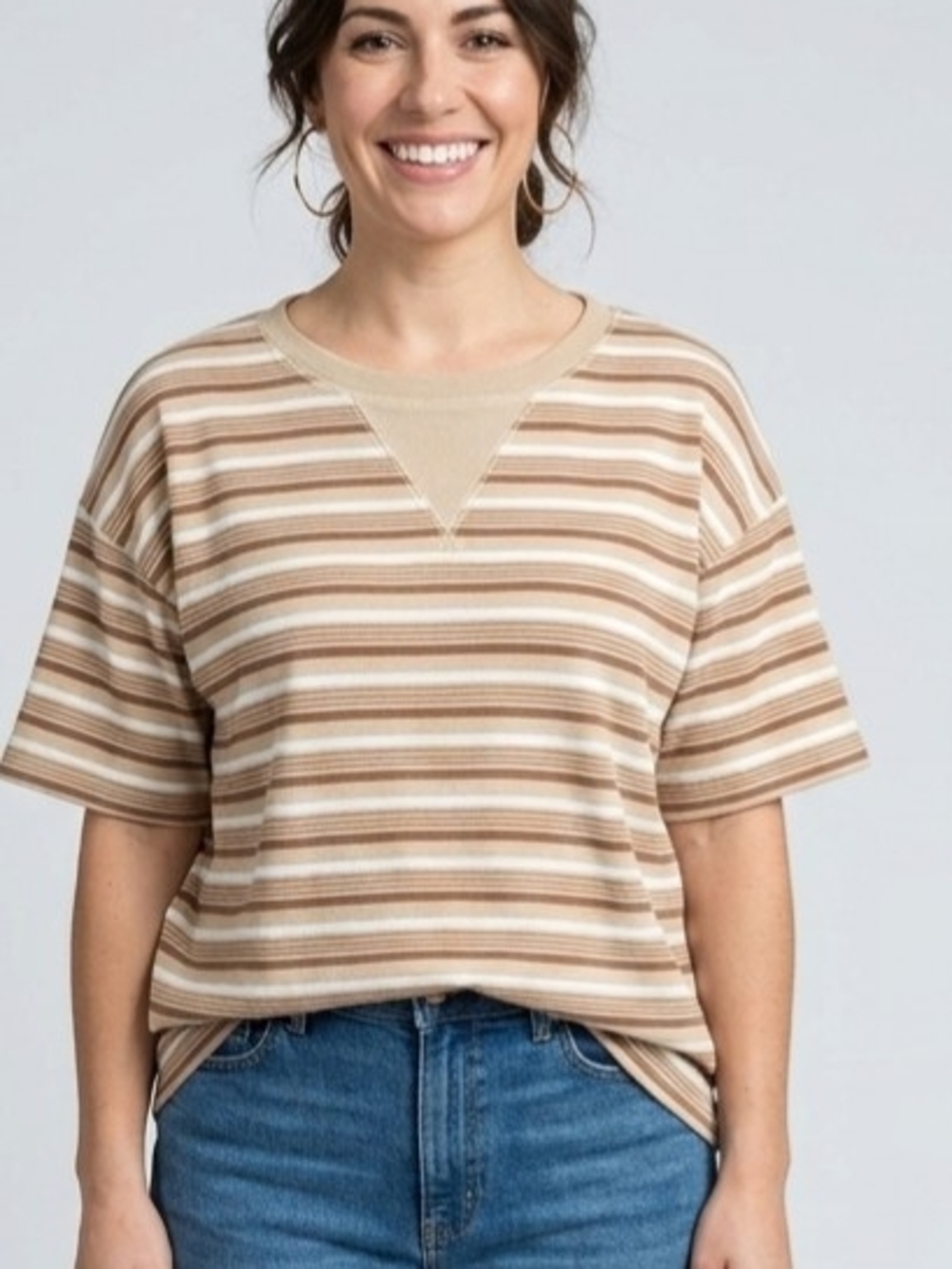 BDG Striped Short Sleeve Knit Western Top